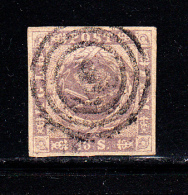 Denmark Used Scott #6 16s Royal Emblems  Cancel: 3-ring '1' - Used Stamps