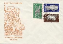 ALLEMAGNE GERMANY RDA DDR  797 à 799 FDC ETB Zoo Berlin Tierpark Girafe Iguane Gnou - 1950-1970