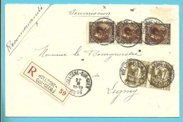 337+402 Op Brief Aangetekend Met Stempel HOLLOGNE-SUR-GEER - 1934-1935 Leopold III