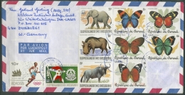 Burundi 1982 Tiere 1590, 1594, 1600 U. Schmetterlinge 1635/39 A Brief (T13126) - Gebraucht