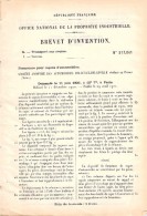 Document Ancien 1920 Fermeture De Capot Pour Voiture Delaunay-Belleville - Machines