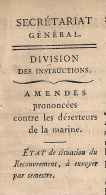 AMENDES CONTRE DESERTEURS DE LA MARINE. 1812. Administration Enregistrement Domaines.  2 FEUILLETS. 5 SCANS. - Décrets & Lois