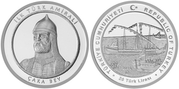 AC - CAKA BEY - CHAKA BEY - TZACHAS - FIRST TURKISH ADMIRAL COMMEMORATIVE SILVER COIN TURKEY 2016 PROOF - UNCIRCULATED - Unclassified