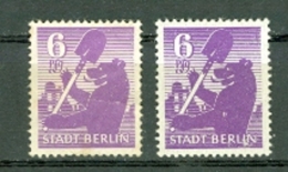 Berlin Und Brandenburg Mi. 2 A Wb + 2 A Uy Ungebraucht Farben Unterschiedlich Verschiedene Weisse Farbflecken Bär - Berlin & Brandebourg