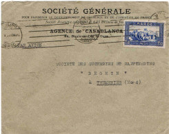 Maroc Morocco Marruecos Marokko Lettre Cover Carta Belege Casablanca 1934 Oblitération Mécanique Banque Bank - Briefe U. Dokumente