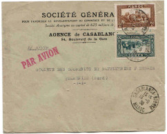 Maroc Morocco Marruecos Marokko Lettre Cover Carta Belege Casablanca 1936 Banque Bank Banco Société Générale - Briefe U. Dokumente