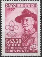 BRAZIL 1957 Air. Birth Centenary Of Lord Baden-Powell - 3cr30 Lord Baden-Powell MNG - Ungebraucht