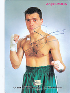 Autographe Original Signature Dédicace Sport Boxe Boxeur Angel MONA Catégorie Poids Léger Ville D' ECHIROLLES (2 Scans) - Autographes