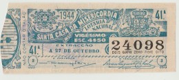 Lottery Ticket - Portugal - 1944 - 27 De Outubro - Billetes De Lotería