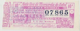 Lottery Ticket - Portugal - 1946 - 8 De Março - Lotterielose