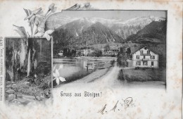 GRUSS AUS BÖNIGEN → Mehrbild Lichtdruck Anno 1901 ►Stempel Grand Hotel Interlaken◄ - Bönigen