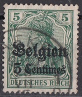 N2 Belgio 1914-15 Occupazione Tedesca Viaggiati Used Overprint Belgien 5 Centimes Su 5 - Deutsches Reich - Deutsche Armee