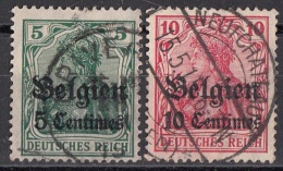 N2 Belgio 1914-15 Occupazione Tedesca Viaggiati Used Overprint Churcharged - Deutsches Reich - Deutsche Armee