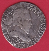 France Henri III - Demi Franc Argent - 1587 X - Amiens - 1574-1589 Enrico III