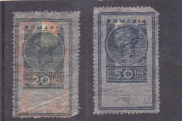 # 193  REVENUE STAMP, 20 LEI, 50 LEI, KING MIHAI, TWO STAMPS, ROMANIA. - Steuermarken