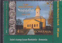 # 194  CHURCH, ARMENIAN ABBEY CHURCH, ROMANIA- ARMENIA, 2012, MNH**, ONE STAMP, ROMANIA. - Nuovi