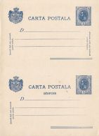 KING CHARLES 1ST, POSTCARD STATIONERY WITH ANSWER CARD, ENTIER POSTAL, UNUSED, ROMANIA - Brieven En Documenten