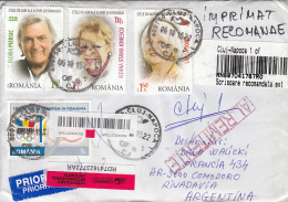 OLYMPISM, BLOSSOM, ACTORS, STAMPS ON REGISTERES COVER, 2015, ROMANIA - Briefe U. Dokumente