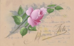Matériaux - Celluloïd Celluloïde - Carte Porcelaine - Carte Peinte - Rose Bonne Fête - 1906 - Porseleinkaarten