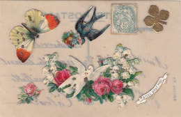 Matériaux - Celluloïd Celluloïde - Carte Porcelaine - Découpis  - Hirondelle - Papillon Colombes - Cartes Porcelaine