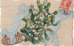 Matériaux - Celluloïd Celluloïde - Carte Porcelaine - Découpi Gui Bonne Année - 1910 - Cartoline Porcellana
