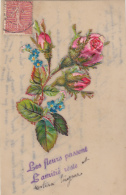 Matériaux - Celluloïd Celluloïde - Carte Porcelaine - Découpi Roses - Amitié - Porseleinkaarten