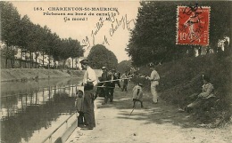 94    CHARENTON ST MAURICE  PECHEURS AU BORD  DU CANAL  " CA MORD"  165 - Charenton Le Pont