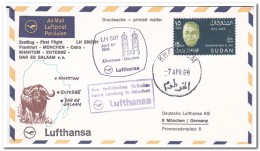 Soedan 1968, First Flight Airmail Letter, Frankfurt-München- Cairo-Khartum-Entebbe-Dar Es Salaam - Sudan (1954-...)