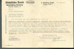 Lettre Du 31.8.1945  SÄCHSISCHE BANK NIEDERLASSUNG ANNABERG - Banca & Assicurazione