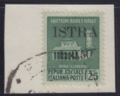 5118. Italy Yugoslavia Istria - Pula 1945 Italian Stamp With "ISTRA" Overprint, Cutting - Used (o) Michel 2 - Occup. Iugoslava: Istria