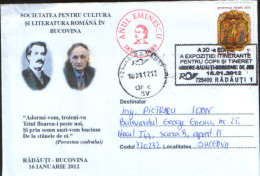 Romania - Envelope Occasionally - Romanian Society For Culture And Literature Bukovina - M.Eminescu And Grigore Vieru - Cartas & Documentos