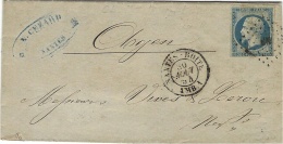 1854- Lettre De Nantes Avec Cad Précurseur   NANTES - BOITE  / AMB. 1 + N°14 Oblitéré Losange  P N - Bahnpost