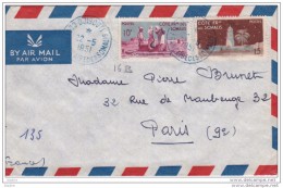 1951 - Côte Française Des Somalis - Enveloppe Par Avion De  Djibouti Vers Paris Au Tarif - Cachet Encre Bleue - Brieven En Documenten