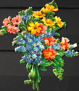 CHROMOS DECOUPIS GAUFFRES - FLEURS - Dimensions : 85 X 100mm De Haut - Très Bon Etat - Flowers