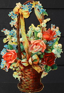 CHROMOS DECOUPIS GAUFFRES - FLEURS - Dimensions : 95 X 145mm De Haut - En Très Bon Etat - Flowers