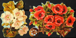 CHROMOS DECOUPIS GAUFFRES - FLEURS - Dimensions : 120 X 60mm De Haut - En Très Bon Etat - Flowers