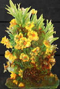 CHROMOS DECOUPIS GAUFFRES - FLEURS - Dimensions : 70 X 115mm De Haut - En Bon Etat - Flowers