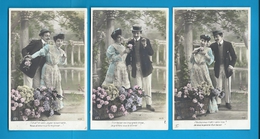 Série De 5 C.P.A. Couples - Amoureux - Série Circulée En 1906 - Coppie