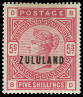 *        11 (11) 1892 5' Rose Q Victoria Stamp Of Great Britain^ Overprinted "ZULULAND", Only 998 Issued (including... - Zululand (1888-1902)