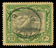 O        135 (260b) 1913 20R Black And Green Dhow^, Wmkd Multiple Rosettes (sideways), Perf 14, Very Rare And... - Zanzibar (...-1963)