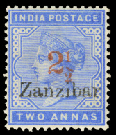 *        28-29 (38-40) 1898 2½ On 2a Dull Blue Q Victoria^ Stamp Of India Overprinted "Zanzibar" And... - Zanzibar (...-1963)