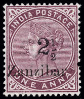 *        20 Var Footnoted (25D) 1896 2½a On 1a Plum Q Victoria Stamp Of India^, Black Sc Surcharge Type C... - Zanzibar (...-1963)