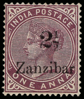 *        20 (25) 1896 2½a On 1a Plum Q Victoria Stamp Of India^ Overprinted "Zanzibar", Black SG Type 5... - Zanzibar (...-1963)