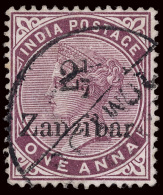 O        18 Var Footnoted (23D) 1896 2½a On 1a Plum Q Victoria Stamp Of India^, Black Sc Surcharge Type A... - Zanzibar (...-1963)