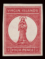 P        16a Var (37 Var) 1887 4d Brown-rose St. Ursula^ On White Paper, Waterlow Lithographed Imperf Plate Proof,... - Iles Vièrges Britanniques