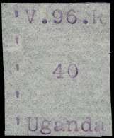 *        50 (50) 1896 40c Violet "VR" Missionary^ Typewritten, Narrow Format, Narrow Letters (16-18mm), Imperf,... - Uganda (...-1962)