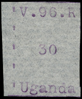 *        49 (49) 1896 30c Violet "VR" Missionary^ Typewritten, Narrow Format, Narrow Letters (16-18mm), Imperf,... - Uganda (...-1962)