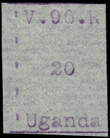 *        47 (47) 1896 20c Violet "VR" Missionary^ Typewritten, Narrow Format, Narrow Letters (16-18mm), Imperf,... - Ouganda (...-1962)