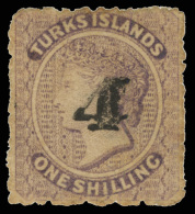 *        38 (45) 1881 4d On 1' Lilac Q Victoria^ Surcharged SG Type 29 (Scott Type P), Unwmkd, Perf 11-12, Signed... - Turks & Caicos (I. Turques Et Caïques)