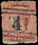 O        36 (48) 1881 4d On 1d Dull Red Q Victoria^ Surcharged SG Type 28 (Scott Type R), Wmkd Small Star, Perf... - Turks And Caicos